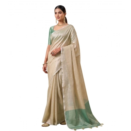 Generic Women's Tissue Silk Solid Saree With Unstitched Blouse 5.5Mtr (Beige) Generic Women's Tissue Silk Solid Saree With Unstitched Blouse 5.5Mtr (Beige)