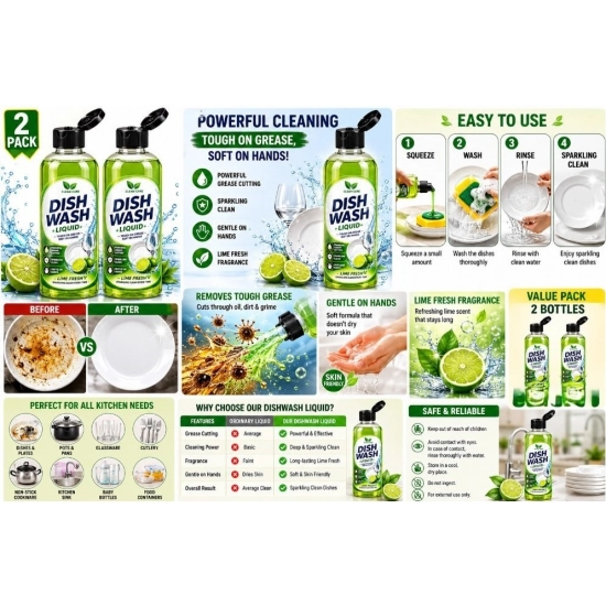 Generic Pack of 2 Kitchen Cleaning Dishwash Liquid Bottles 200 ML Generic Pack of 2 Kitchen Cleaning Dishwash Liquid Bottles 200 ML