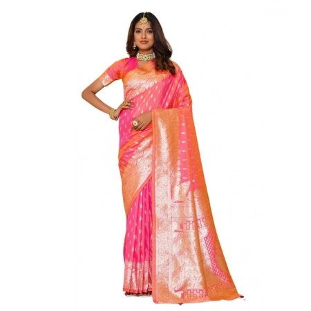 Generic Women's Jacquard Printed Saree With Unstitched Blouse 5.5Mtr (Pink) Generic Women's Jacquard Printed Saree With Unstitched Blouse 5.5Mtr (Pink)