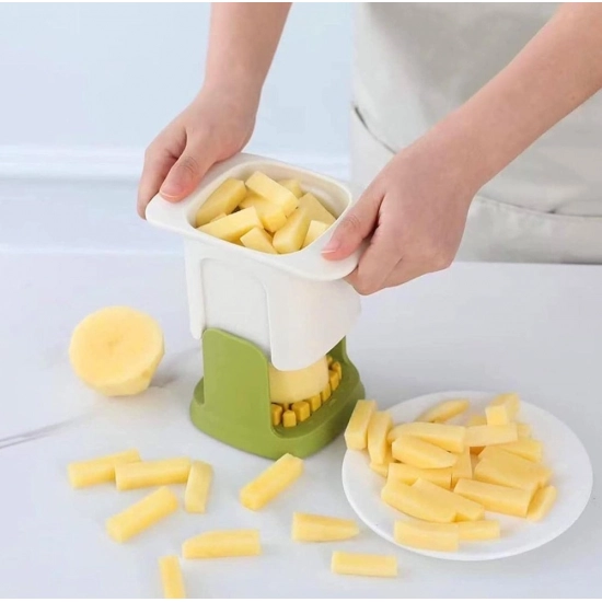 Generic ABS Plastic Solid Hand Pressure Vegetable Chopper and Dicer (Green-White)