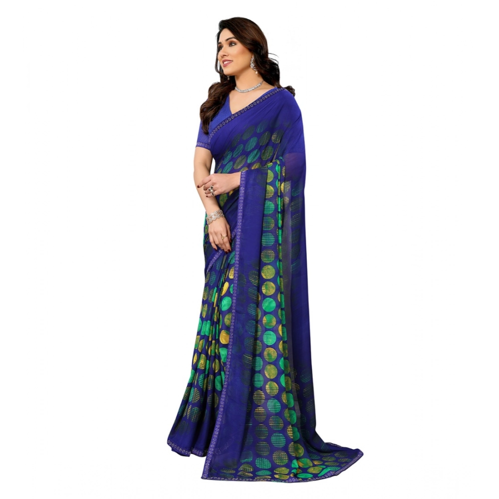 Generic Women's Georgette Printed Saree With Unstitched Blouse 5.5Mtr (Blue) Generic Women's Georgette Printed Saree With Unstitched Blouse 5.5Mtr (Blue)
