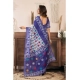 Generic Women's Linen Cotton Printed Ready To Wear Saree With Unstitched Blouse 5.5 Mtr (Blue)