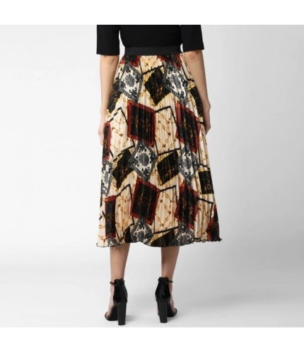 Generic Women's Satin Pleated Elasticated Skirt (Multicolor)