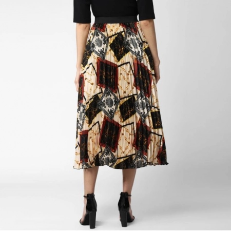 Generic Women's Satin Pleated Elasticated Skirt (Multicolor) Generic Women's Satin Pleated Elasticated Skirt (Multicolor)