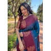 Generic Women's Soft Lichi Silk Printed Saree With Unstitched Blouse 5.5Mtr (Blue)
