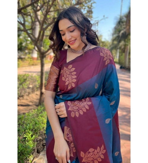 Generic Women's Soft Lichi Silk Printed Saree With Unstitched Blouse 5.5Mtr (Blue) Generic Women's Soft Lichi Silk Printed Saree With Unstitched Blouse 5.5Mtr (Blue)