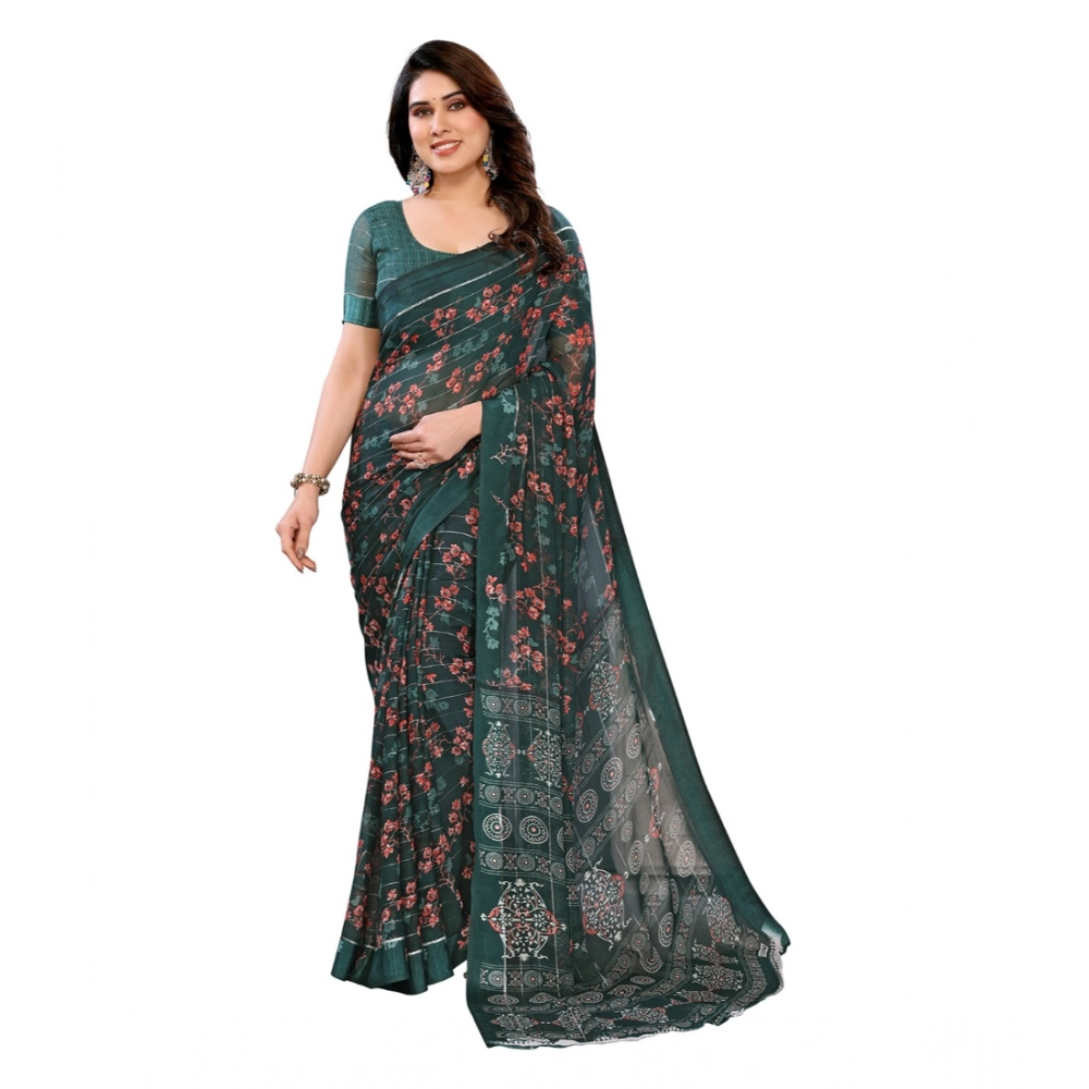 Generic Women's Georgette Printed Saree With Unstitched Blouse 5.5Mtr (Green) Generic Women's Georgette Printed Saree With Unstitched Blouse 5.5Mtr (Green)