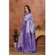 Generic Women's Banarasi Silk Jaquard Woven Saree With Unstitched Blouse 5.5Mtr (Purple)