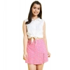 Generic Girl's Polyester Lurex Printed Sleeveless Skorts Set (White-Pink) Generic Girl's Polyester Lurex Printed Sleeveless Skorts Set (White-Pink)