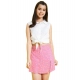 Generic Girl's Polyester Lurex Printed Sleeveless Skorts Set (White-Pink) Generic Girl's Polyester Lurex Printed Sleeveless Skorts Set (White-Pink)