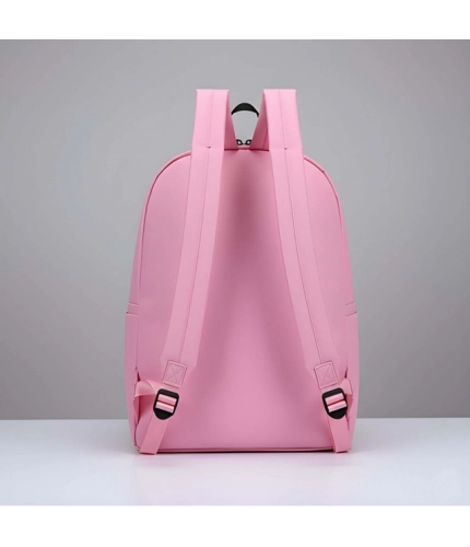 Generic Unisex PU Leather Solid Medium Zipper Backpack (Pink) Generic Unisex PU Leather Solid Medium Zipper Backpack (Pink)