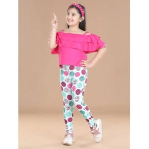 Generic Girl's Cotton Floral Elasticated Jegging and Top (Pink)