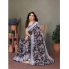 Generic Women's Chiffon Printed Saree With Unstitched Blouse 5.5Mtr (Grey)