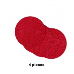 Generic Cotton Dining Table Round Placemat Mats Set of 4 (Red)