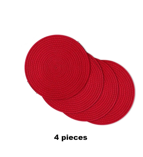Generic Cotton Dining Table Round Placemat Mats Set of 4 (Red) Generic Cotton Dining Table Round Placemat Mats Set of 4 (Red)