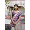Generic Women's Faux_Tussar Floral Jal With Patola Print Saree With Unstitched Blouse 5.5Mtr (Blue)