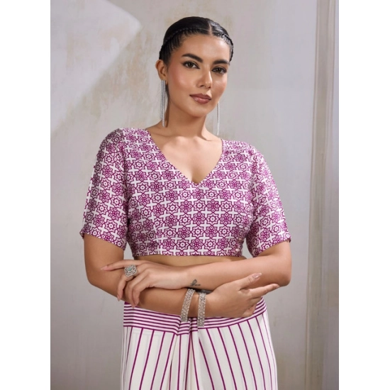 Generic Women's Satin Crepe Printed Saree With Unstitched Blouse 5.5Mtr (White) Generic Women's Satin Crepe Printed Saree With Unstitched Blouse 5.5Mtr (White)