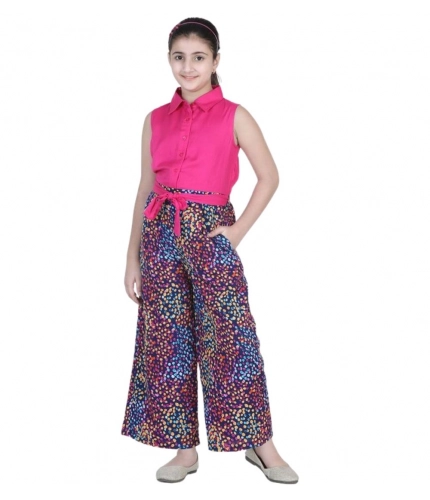 Generic Girl's Bodice-Rayon Colour Block Sleeveless Jumpsuit (Multicolor)