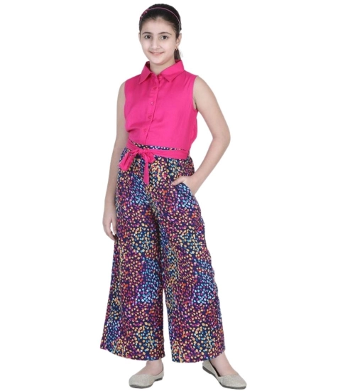 Generic Girl's Bodice-Rayon Colour Block Sleeveless Jumpsuit (Multicolor) Generic Girl's Bodice-Rayon Colour Block Sleeveless Jumpsuit (Multicolor)
