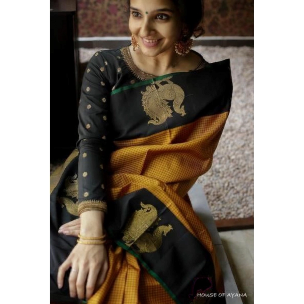 Generic Women's Soft Litchi Silk Jacquard Work Saree With Unstitched Blouse 5.5Mtr (Rust) Generic Women's Soft Litchi Silk Jacquard Work Saree With Unstitched Blouse 5.5Mtr (Rust)