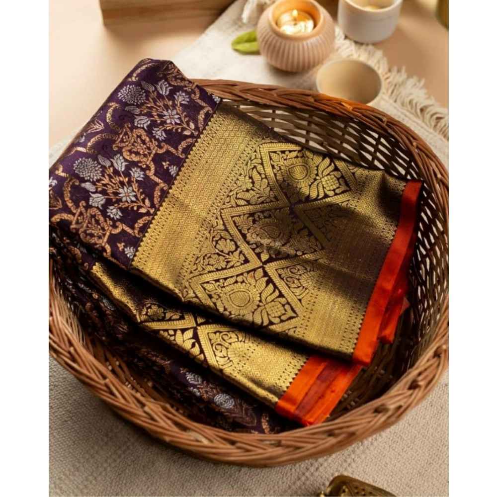 Generic Women's Soft Litchi Silk Jacquard Work Saree With Unstitched Blouse 5.5Mtr (Purple) Generic Women's Soft Litchi Silk Jacquard Work Saree With Unstitched Blouse 5.5Mtr (Purple)