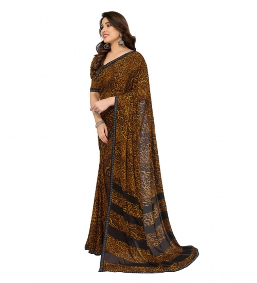 Generic Women's Georgette Printed Saree With Unstitched Blouse 5.5Mtr (Multicolor)