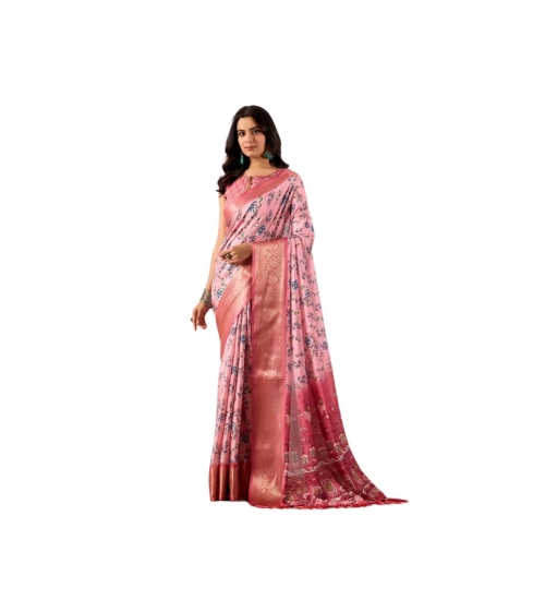 Generic Women's Faux_Banarasi_Silk Printed Saree With Unstitched Blouse 5.5Mtr (Light_Pink)