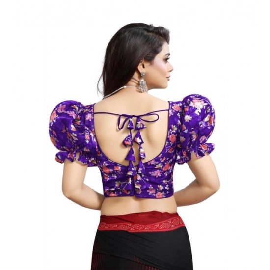 Generic Women's Organza Printed V Neck Puff Sleeve Readymade Blouse (Purple 38 , Alterable up to 42)-PID65870 Generic Women's Organza Printed V Neck Puff Sleeve Readymade Blouse (Purple 38 , Alterable up to 42)-PID65870