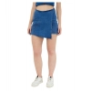 Generic Women's Denim Lycra Solid Zip Closure Skorts (Blue)