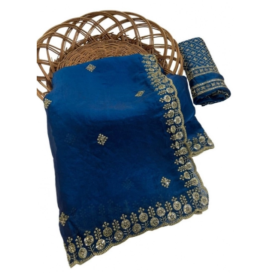 Generic Women's Satin Embellished Saree With Unstitched Blouse 5.5Mtr (Teal) Generic Women's Satin Embellished Saree With Unstitched Blouse 5.5Mtr (Teal)