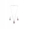 Generic Women's Brass Silver Plated Pendant Set (Pink) Generic Women's Brass Silver Plated Pendant Set (Pink)