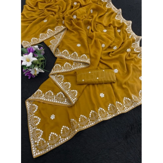 Generic Women's Georgette Embellished Saree With Unstitched Blouse 5.5Mtr (Mustard-Yellow) Generic Women's Georgette Embellished Saree With Unstitched Blouse 5.5Mtr (Mustard-Yellow)