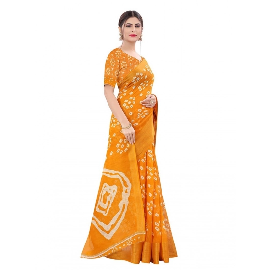 Generic Women's Cotton Silk Bandhni Saree With Unstitched Blouse 5.5Mtr (Yellow) Generic Women's Cotton Silk Bandhni Saree With Unstitched Blouse 5.5Mtr (Yellow)