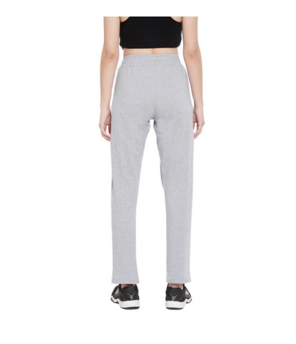 Generic Women's Cotton Solid Elasticated Track Pants (Light Grey)