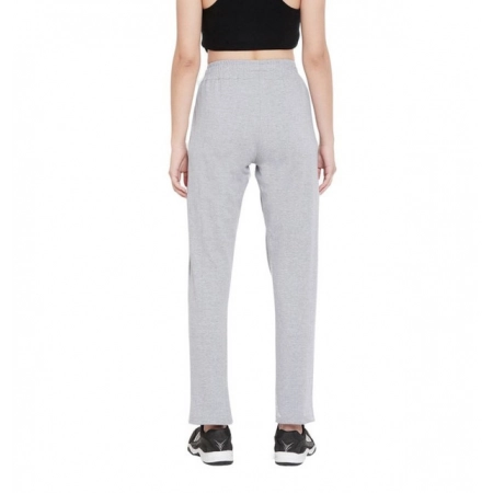 Generic Women's Cotton Solid Elasticated Track Pants (Light Grey)