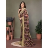 Generic Women's Chiffon Printed Saree With Unstitched Blouse 5.5Mtr (Beige)