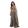 Generic Women's Faux Linen Printed Ready to wear Saree With Unstitched Blouse 5.5Mtr (Multicolor)