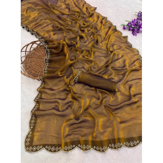 Generic Women's Satin Embellished Saree With Unstitched Blouse 5.5Mtr (Mustard) Generic Women's Satin Embellished Saree With Unstitched Blouse 5.5Mtr (Mustard)