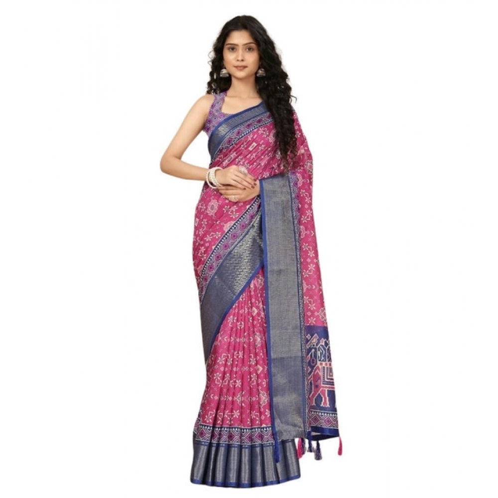 Generic Women's Cotton Silk Printed Saree With Unstitched Blouse 5.5Mtr (Pink) Generic Women's Cotton Silk Printed Saree With Unstitched Blouse 5.5Mtr (Pink)