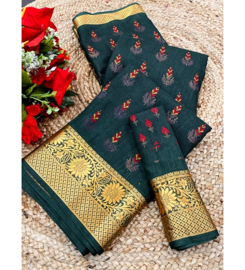 Generic Women's Digital Dolla Silk Printed Saree With Unstitched Blouse 5.5Mtr (Green)