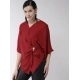 Generic Women's Polyester Solid Cape Sleeve Top (Red) Generic Women's Polyester Solid Cape Sleeve Top (Red)