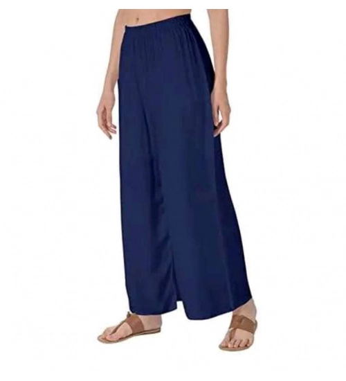 Generic Women's Casual Rayon Solid Ankle Length Palazzo (Navy Blue , Free Size)