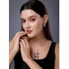 Generic Women's Brass Silver Plated Pendant Set (Red)