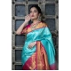 Generic Women's Soft Litchi Silk Jacquard Work Saree With Unstitched Blouse 5.5Mtr (Sky Blue)