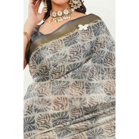 Generic Women's Polyester Printed Saree With Unstitched Blouse 5.5 Mtr (Grey) Generic Women's Polyester Printed Saree With Unstitched Blouse 5.5 Mtr (Grey)