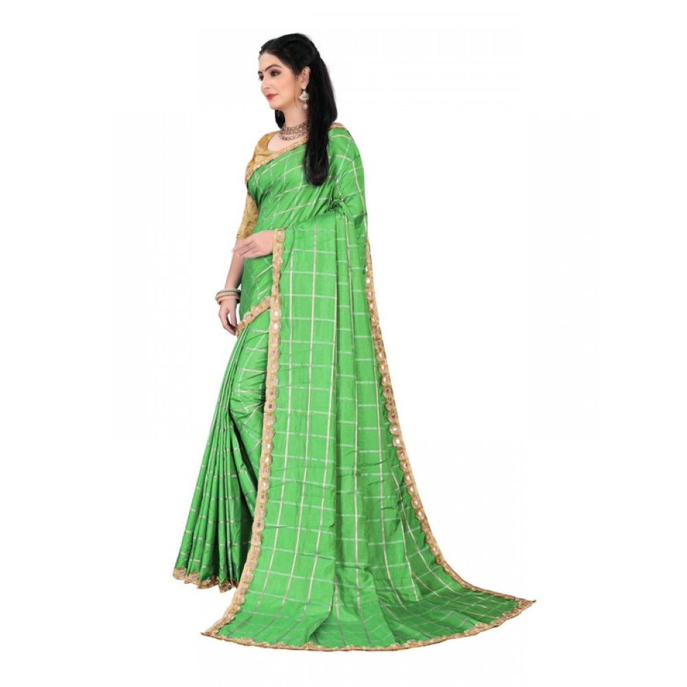 Generic Women's Sana Silk Bandhni Saree With Unstitched Blouse 5.5Mtr (Green) Generic Women's Sana Silk Bandhni Saree With Unstitched Blouse 5.5Mtr (Green)