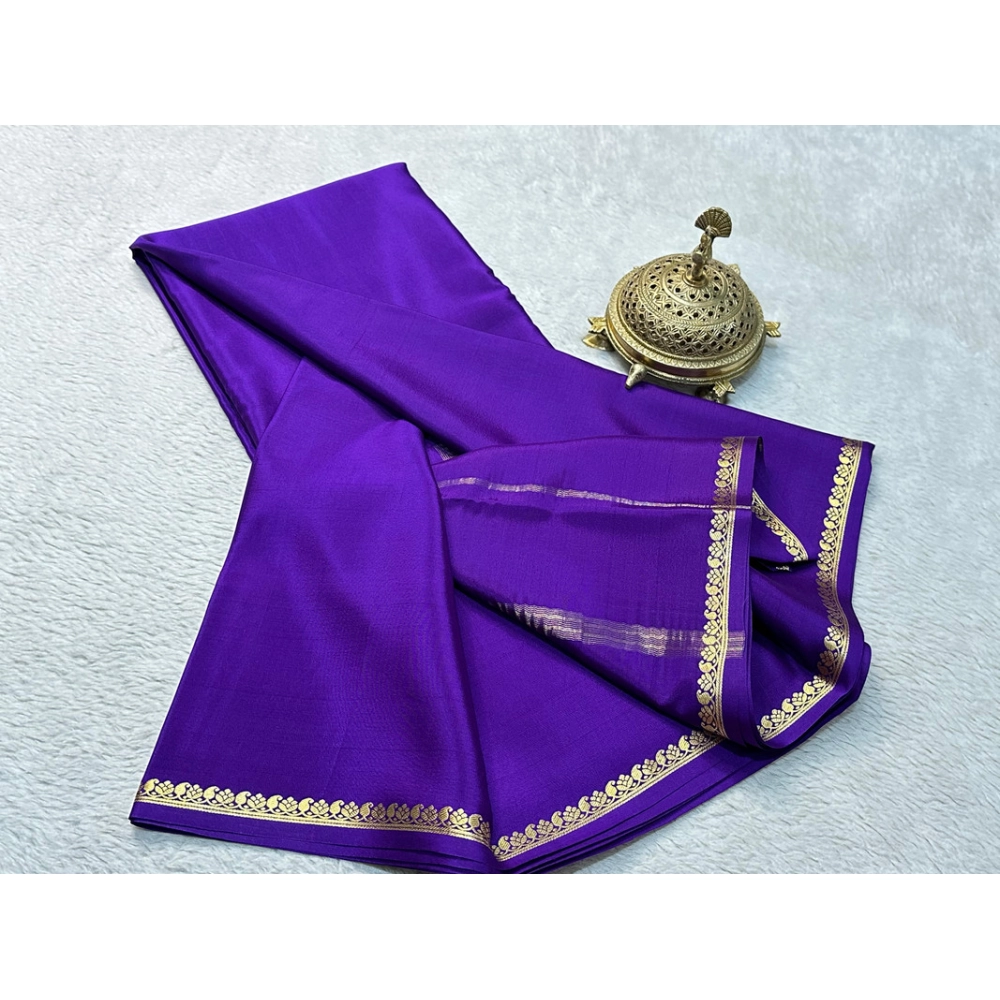 Generic Women's Crepe Chit Pallu Solid Saree With Unstitched Blouse 5.5Mtr (Purple) Generic Women's Crepe Chit Pallu Solid Saree With Unstitched Blouse 5.5Mtr (Purple)