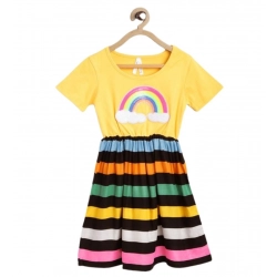 Generic Girl's Cotton Striped Short Sleeve Dress (Multicolor)