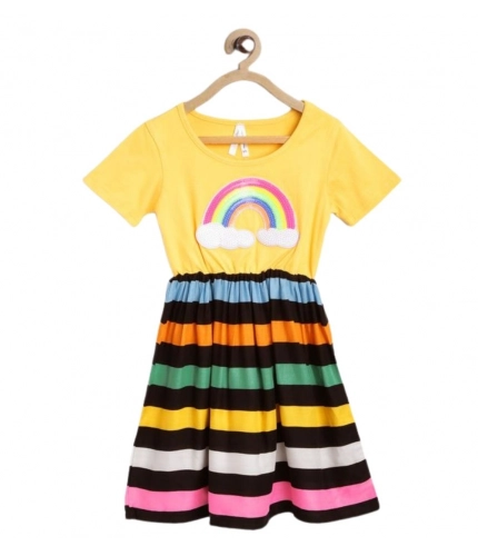 Generic Girl's Cotton Striped Short Sleeve Dress (Multicolor)