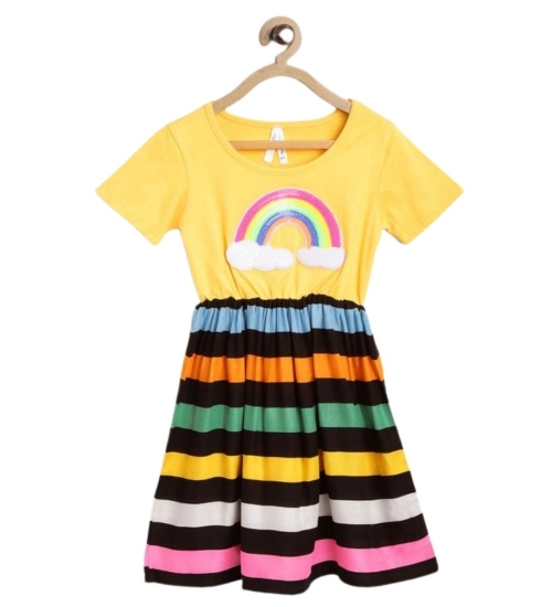 Generic Girl's Cotton Striped Short Sleeve Dress (Multicolor)